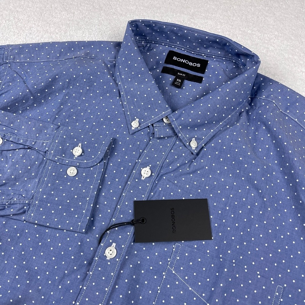 Bonobos Shirt Men's X-Large XL Button Up Spotted Dots Slim Fit